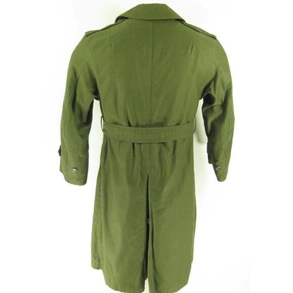 Vintage 50s US Army 107 Coat Overcoat S Short Green Liner Military Korea Belted - Picture 5 of 12